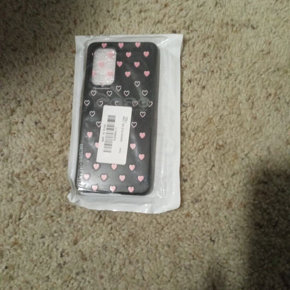 Samsung Galaxy A53 phone case black/pink heart print
